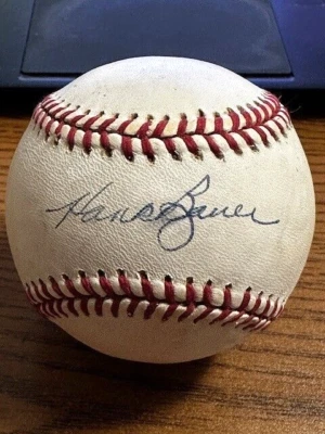 HANK BAUER 3 SIGNED AUTOGRAPHED OAL BASEBALL!  Yankees, Athletics! - Image 1 of 2