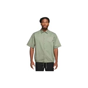 Nike Club Herren Button Down Woven Kurzarm Oberteil mit Kordelzug am Saum Grün Größe M - Bild 1 von 9