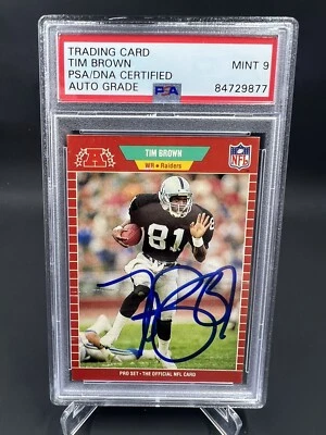 Tim Brown Signed 1989 Pro Set RC IP Auto PSA/DNA Los Angeles Raiders Auto 9 - Image 1 of 2