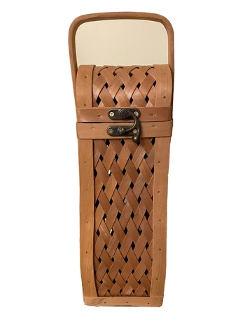 Wine Basket Wooden Weaved Pattern  With Handle wine carrier/storage basket Cover