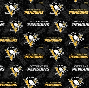 NHL Hockey Pittsburgh Penguins Tonal Prints 100% Cotton Fabric YARD Tone on Tone - Picture 1 of 2