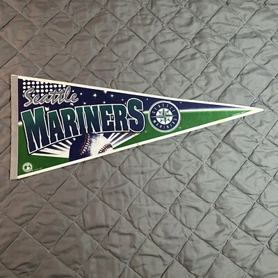 老式西雅图水手队 Pennant 绿色美国职棒大联盟棒球 29 英寸 Ken Griffey Jr 90 年代 — 第 1/4 张图片