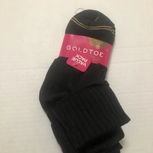 Goldtoe 4-Pack Youth Girls Black Turn Cuff Socks Sz M Shoe Size, 9-1.5NWT - Picture 1 of 4