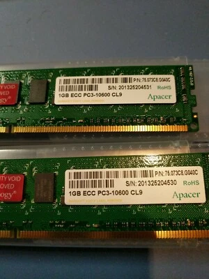 Synology OEM RAM for RS3412RPxs / RS3412RP 2GB (2x Apacer 1GB ECC PC3-10600 CL9) - Image 1 of 2