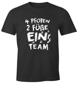 Herren T-Shirt 4 Pfoten 2 Füße ein Team lustiges Hunde Motiv Gassi Shirt - Bild 1 von 3