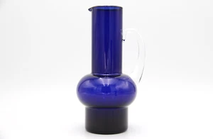 Vintage Cobalt Blue Mid-Century Modern Scandinavian Style Glass Jug or Pitcher - Picture 1 of 7
