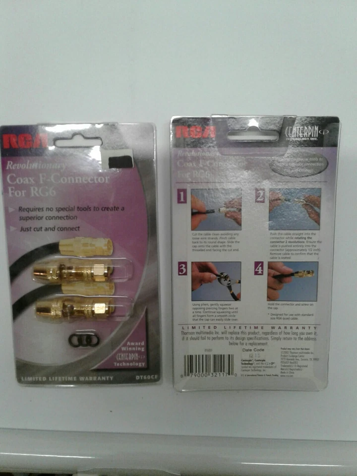New 2pk-RCA Revolutionary In-Line F-Connector RG6 Coax DT60CF - Image 1 of 1