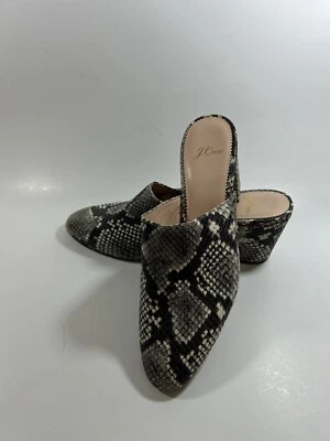 J. Zapatos Crew para mujer talla 8 1/2 piel de serpiente sin cordones tacón bloque negro gris Foto 1 de 4