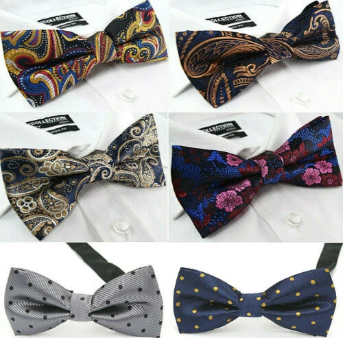 Bow tie Self Pre-Tied Cotton/ Silky Adjustable Paisley Tartan Dot Mens Party tie - image 1 of 1