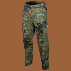GERMAN FLECKTARN CAMOUFLAGE PANTS MILITARY BDU CARGO 6 POCKET FATIGUE TROUSERS - Picture 1 of 6