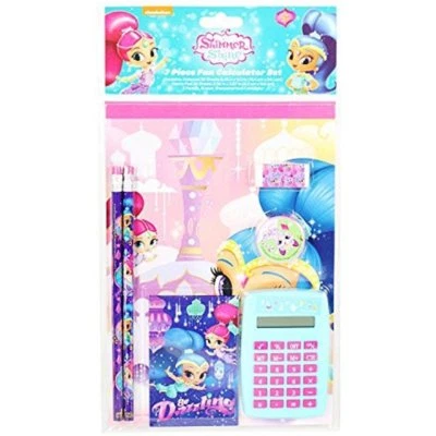 New Shimmer and Shine 7 Piece Fun Calculator Set Pencils Girls School Party Gift - Image 1 of 4