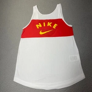 Nike Tank Top Girls Large White Red Strap Top Logo Swoosh Athleisure Workout Gym - Picture 1 of 11