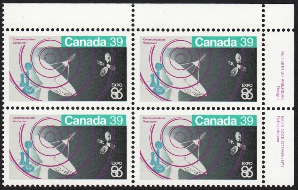 VANCOUVER, EXPO 86 = Canada 1986 #1079 MNH UR BLOCK OF 4 - Image 1 of 1