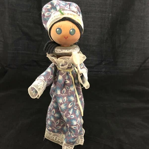 Vintage Wooden Spool Bobbin Doll Girl Doll York England - Picture 1 of 11
