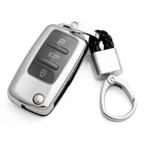 For VW Golf MK6 10-14 Flip Key Fob Chain Scirocco Accessories Cover Case Silver - Picture 1 of 5