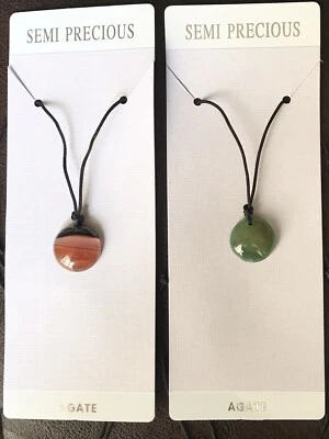 Lote de 2 collar colgante de ágata teñida con piedras preciosas para hombres y mujeres EE. UU. Foto 1 de 2