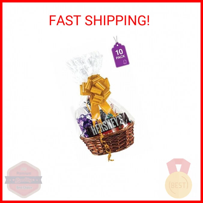 Bolsas de cesta transparentes Púrpura Q Crafts, paquete de 10, envoltura de celofán transparente para cestas y  Foto 1 de 2