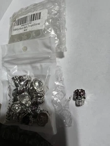 Gemstones Skull Bracelet Connector Charm Beads Purple & silver  top hole 20pack - Picture 1 of 2