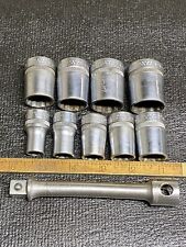 Vintage Indestro Super 9 pc 1/2dr 12 pt Socket Set With 4 Extension 7/16-15/16