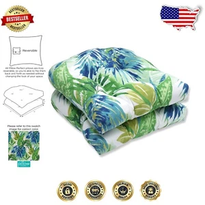 Vibrant Tropical Wicker Chair Cushions - 19" Plush, Weather-Resistant - 2 Pack - Picture 1 of 9