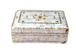 Antique Islamic Old Mother Of Pearl Fitted Collectible Jewelry Box G10-125 - Picture 1 of 12