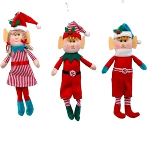 Set of 3 Elf Elves Christmas Plush Decor - Picture 1 of 7
