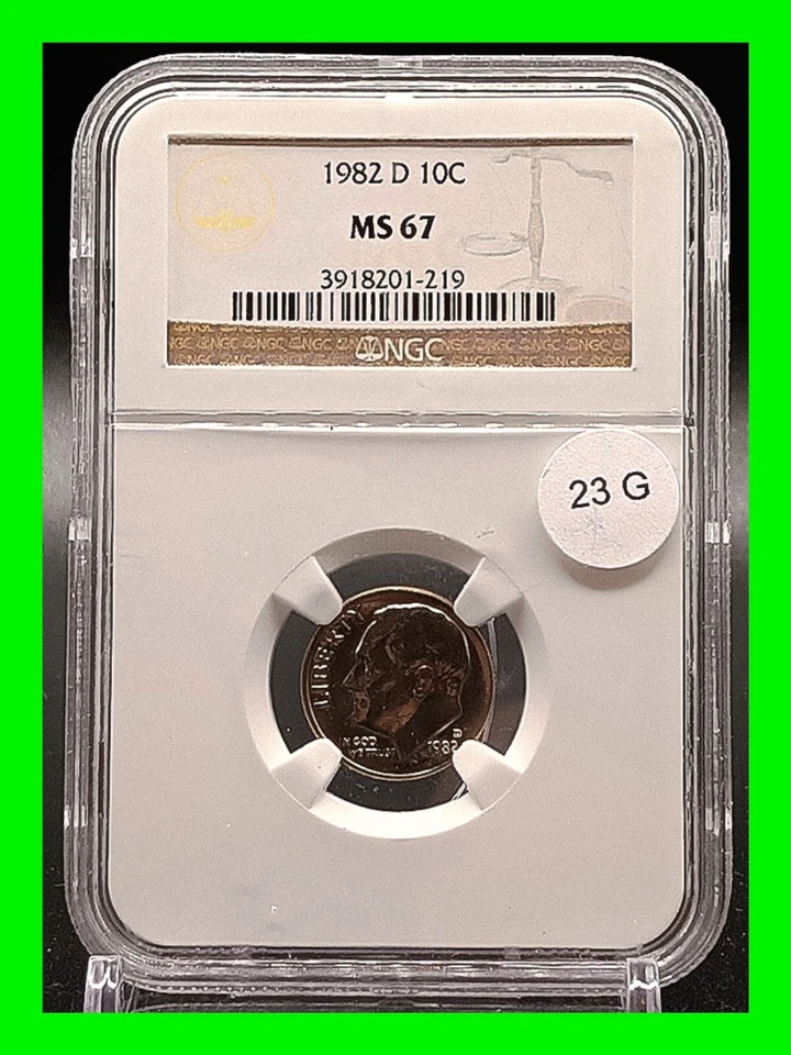 Stunning 1982-D Roosevelt Dime NGC MS67 Spotless ~ Very Hard To Find  - Image 1 of 4