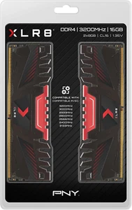 PNY XLR8 Gaming 16GB (2X8Gb) DDR4 DRAM 3200Mhz (PC4-25600) CL16 1.35V Dual Chann - Picture 1 of 12