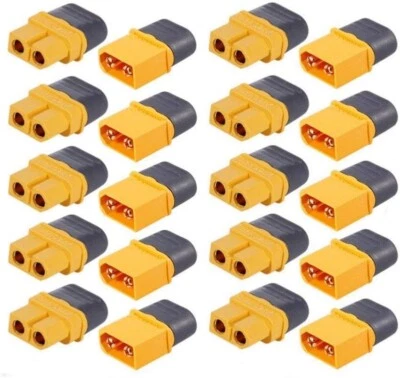 10 pairs Amass XT60H Connector Plug 3.5mm Gold Plated Plug Yellow Lipo W/ Caps - Image 1 of 4