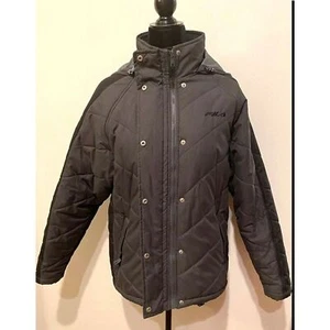 Fila Puffer jacket 2 tone dark gray/black M Women Vintage winter warm ski coat - Picture 1 of 9