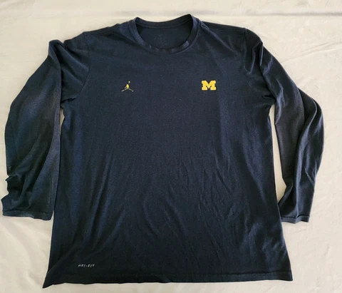 University Michigan Nike Dri-Fit Navy Blue Performance T-Shirt Men's XL (bin31) Cover