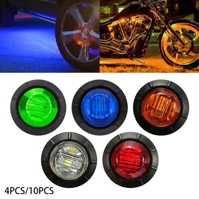 1/4/10X 12V 3/4" Mini LED Small Round Side Marker Light Truck RV Car Bullet Lamp - Image 1 of 4