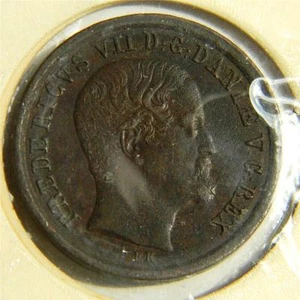 DENMARK, Frederik VII: 1853 copper Rigsbankskilling, 1-yr type; AU - Picture 1 of 1