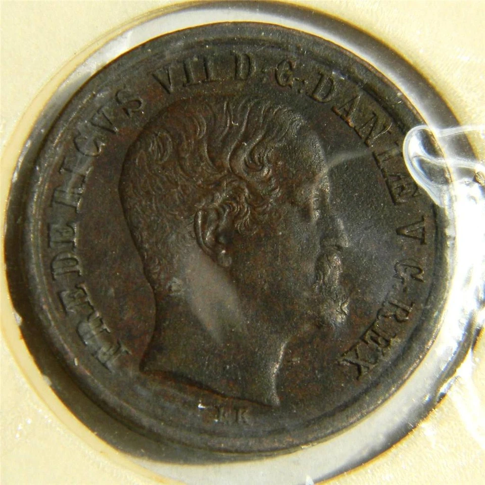 DENMARK, Frederik VII: 1853 copper Rigsbankskilling, 1-yr type; AU - Image 1 of 1