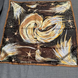 Hermes Pocket Square/Scarf- Feux Du Ciel Brown Sweden - Picture 1 of 9