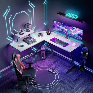 L-FORM ECK WEISS GAMING SCHREIBTISCH COMPUTER PC ARBEITSPLATZ SCHREIBTISCH ARBEITSPLATTE - Bild 1 von 6