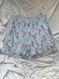 Spicy Tuna Boys 10 All Over Flamingo Swim Trunks Light Blue Drawstring - Picture 1 of 6