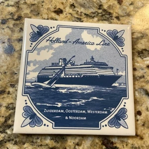 Vintage Holland America Line Blau Delfter Kachel Untersetzer Kreuzfahrtschiff Kunst Dekor 20 - Bild 1 von 2