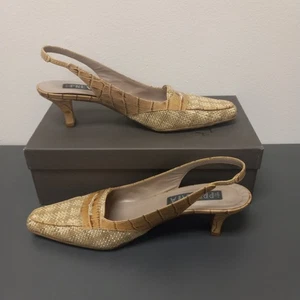 Prevata beige Leder Slingpumps Schuhe Italien Größe 8AA - Bild 1 von 9