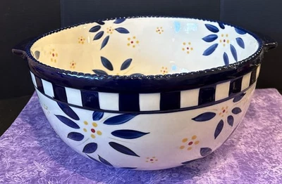 Temptations Old World Blue Floral Vivid Large Serving Salad Bowl 6 Quart - Image 1 of 4