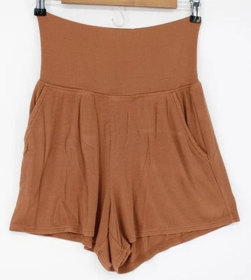 Aerie Shorts Womens Small Brown Ribbed High Rise Lounge Pockets Real Good Cozy - Image 1 of 4