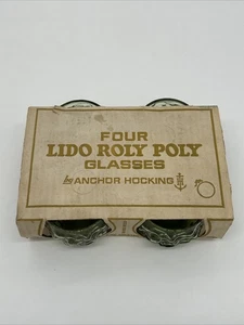Vintage Anchor Hocking Lido Green Roly Poly Cocktail Glasses • Set of 4 W/Box - Picture 1 of 9