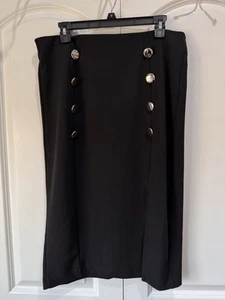 One 5 One ~ Gonna a matita donna XL. Nero con bottoni tono oro, anni 90, 80, - Foto 1 di 3