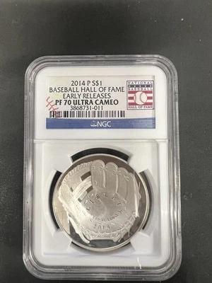 2014 Baseball hall of fame early releases PF70 Ultra Cameo Silver Coin - Image 1 of 4