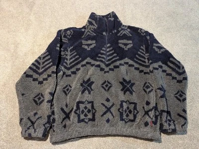 Vintage Woolrich Jacket Mens XL Deep Pile Fleece Fair Isle Christmas 90s  - Image 1 of 4