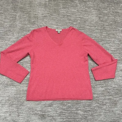 Geneva Sweater Womens Petite Large Pink 100% Cashmere V Neck Pullover Hong Kong - Image 1 of 4