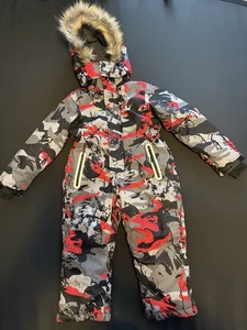 AFILOK Schneeanzug Fellbesatz Kapuze UNISEX Reißverschluss Snowboard Ski Gr. 6-7 Jugend - Bild 1 von 10