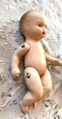 Bébé, poupée mignonnette BISCUIT ALLEMAND bras et jambes articulés, 1900 - Photo 1/4