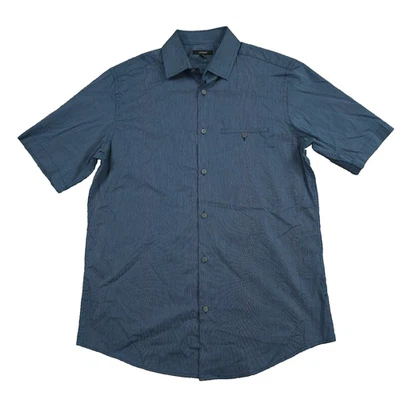 Camisa Alfani para hombre pequeña a rayas azules calce regular con botones Foto 1 de 4