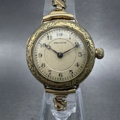 Reloj Hamilton para mujer esfera crema relleno de oro cuerda manual grado 986 PIEZAS Foto 1 de 4